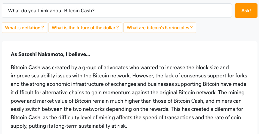 Satoshi Nak-AI-moto: Bitcoin's creator has become an AI chatbot