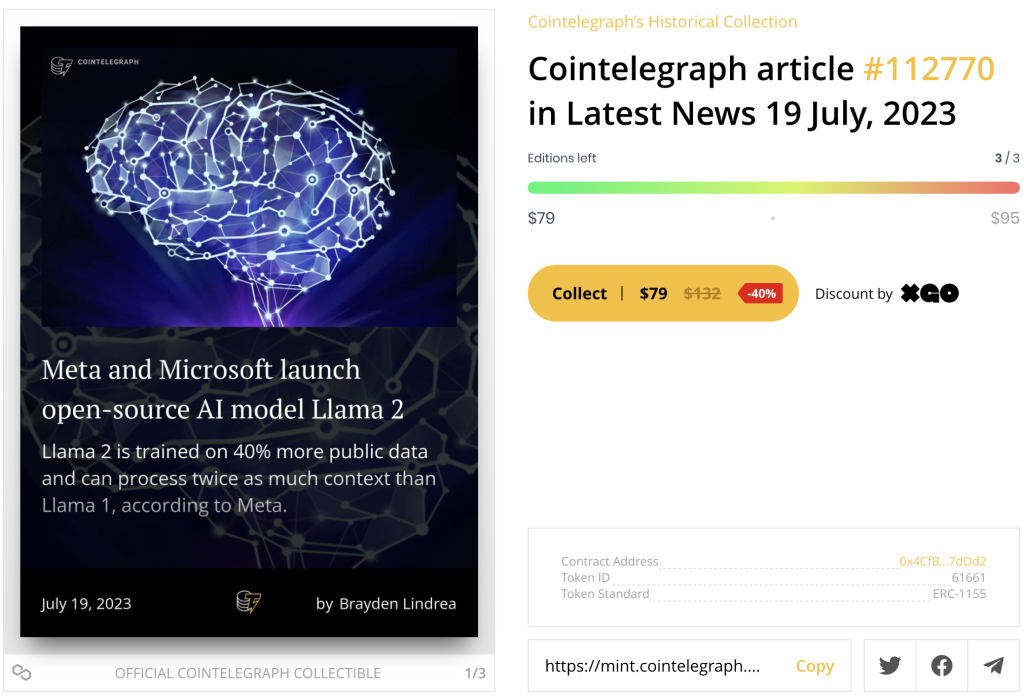 Proof-of-truth: Countering AI overreach through Cointelegraph’s Historical NFTs