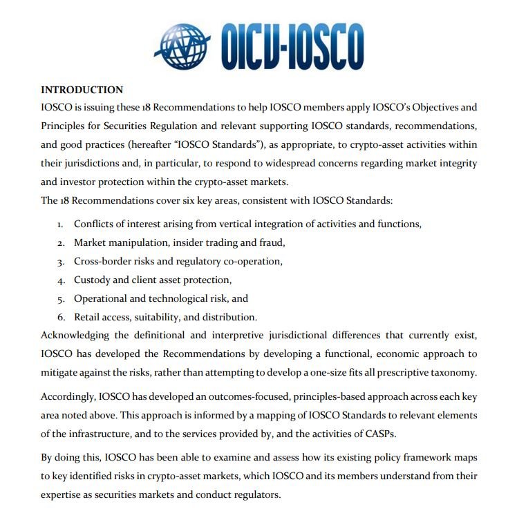 Global securities body IOSCO unveils crypto regulatory framework proposals