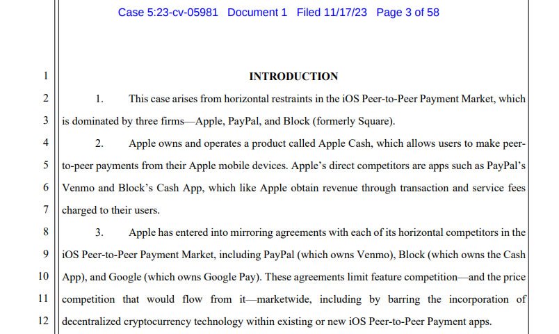 Apple sued for blocking crypto tech for P2P payments